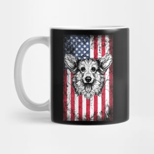 Patriotic Corgi American Flag Mug